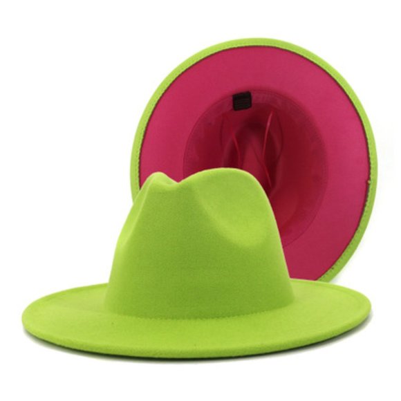 Accessories - Lime with Hot Pink Fedora